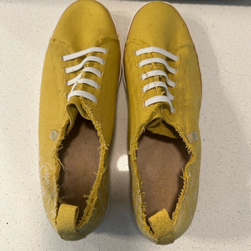 Yellow Canvas Sneakers with White Laces